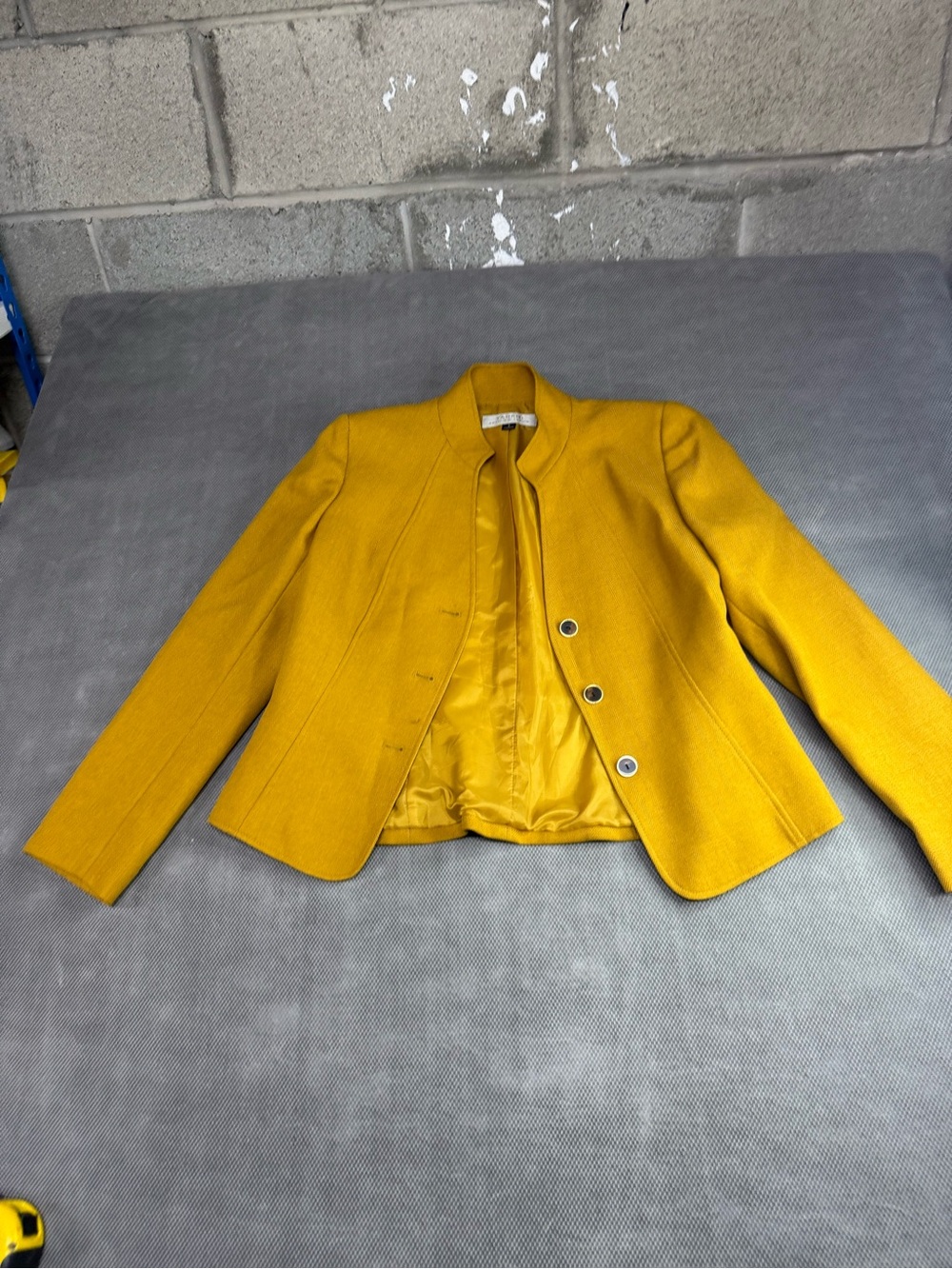 Tahari Mustard Yellow Collarless Blazer